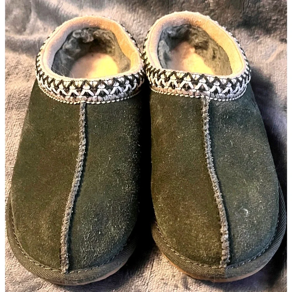 UGG Tasman Olive Green Suede‎ Kids Slippers Shoes 1019066K Size 1Y